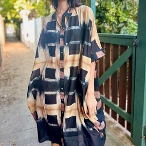Raag Short Sleeve Button Down Dress